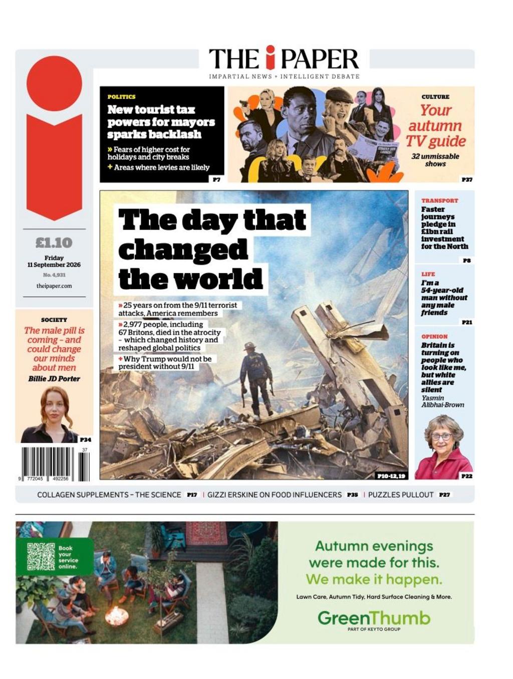 Front page sample for 2001-09-11