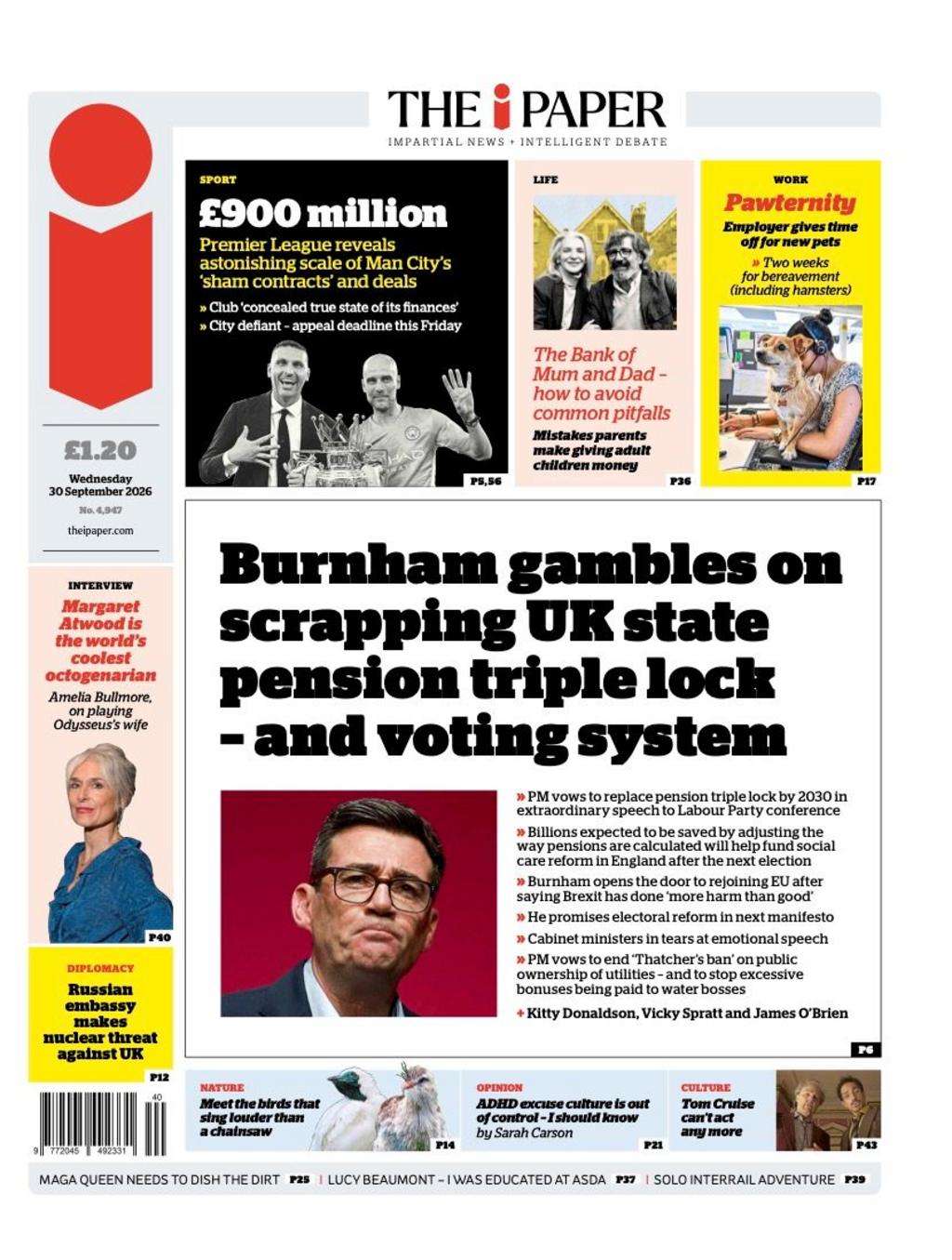 Front page sample for 2026-09-30